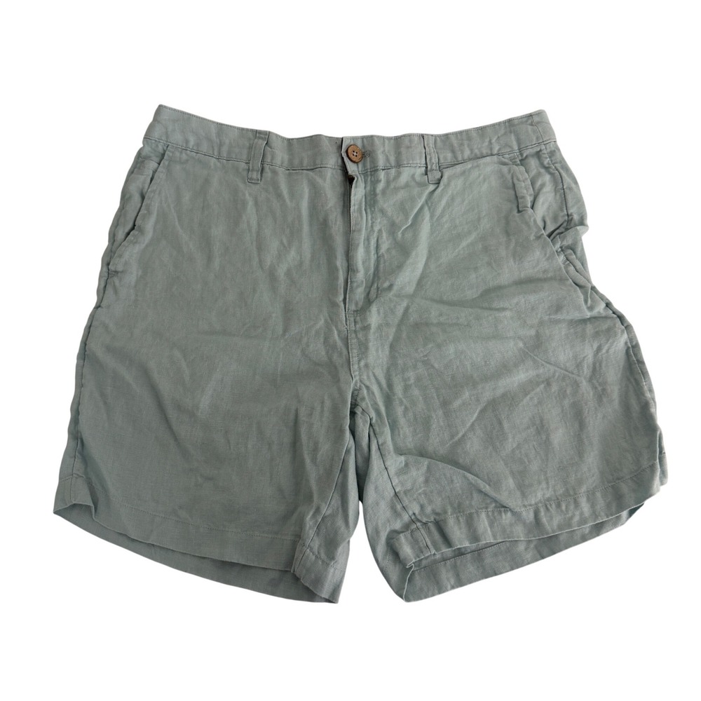 Daniel Hechter 100% Linen Shorts Mens 36 Flat Front Casual Aqua Blue Summer